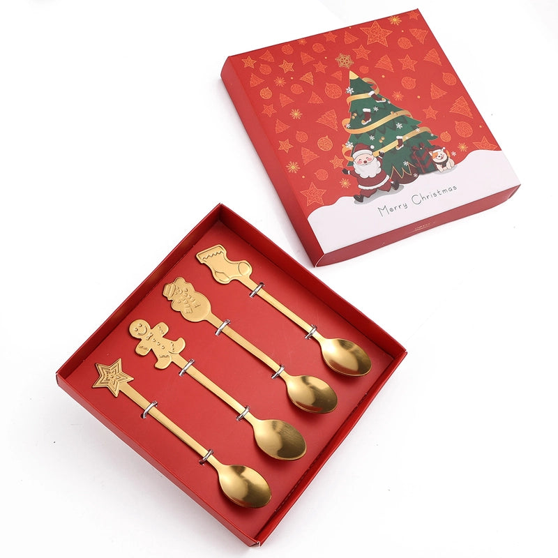 Christmas Cute Cartoon Stainless Steel Festival Tableware 1 Set