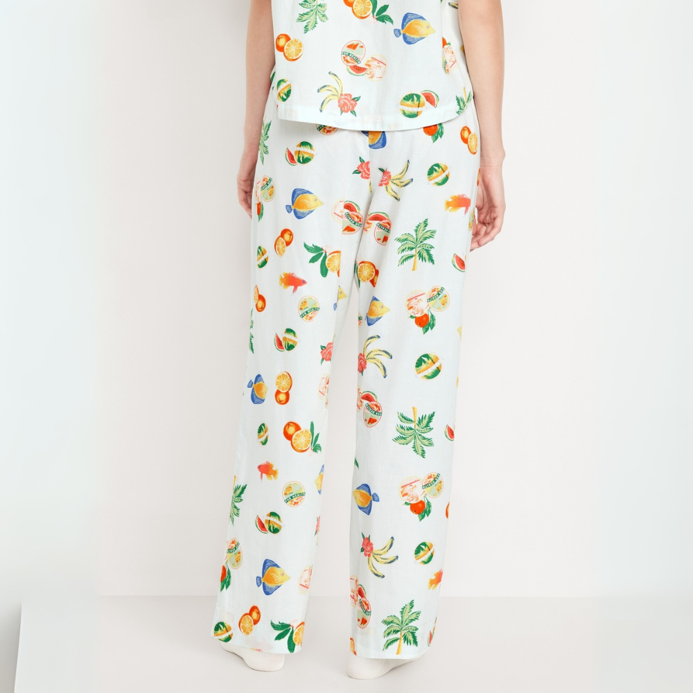 High Rise Printed Poplin Pants