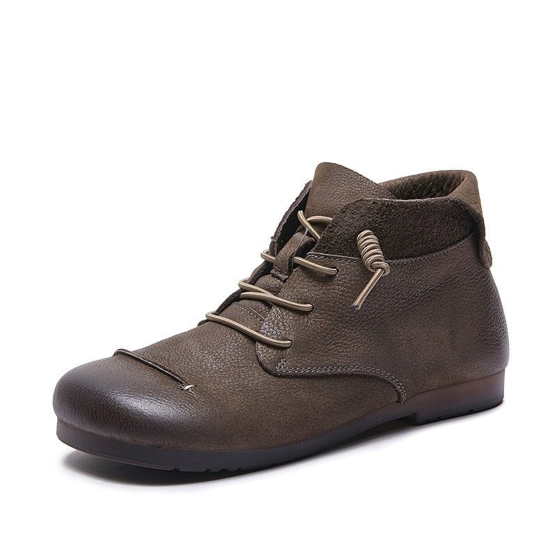 Handmade Barefoot Ankle Booties Mori Girl Shoes Soft Leather in Grey/Coffee