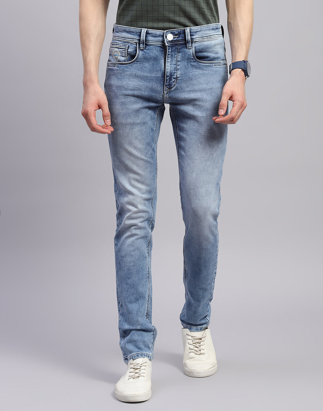 Men Blue Light Wash Skinny Fit Denim