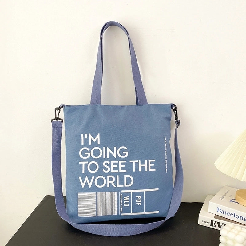 Women's Large All Seasons Canvas Preppy Style Streetwear Shoulder Bag Canvas Bag