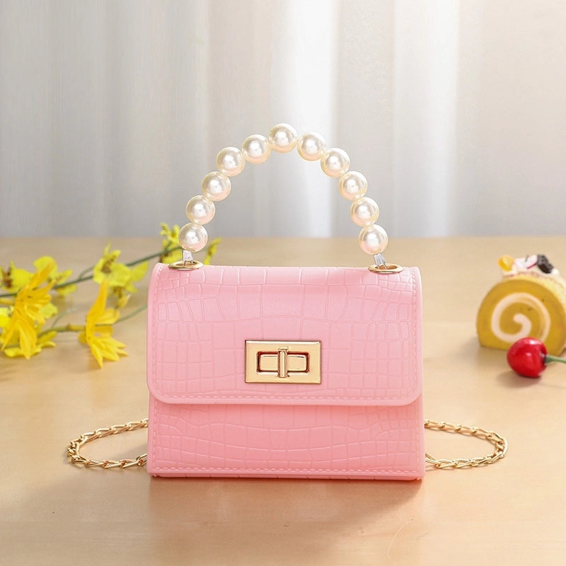 Women's Small PVC Solid Color Basic Streetwear Lock Clasp Jelly Bag