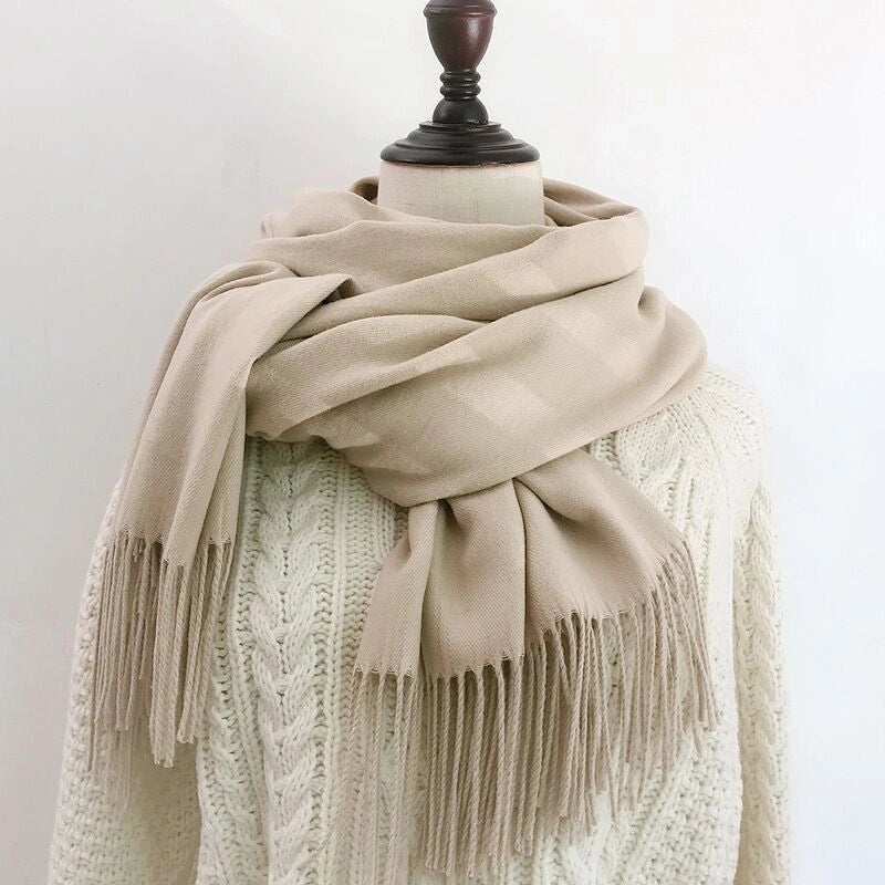Double-sided Cashmere-like Autumn And Winter Couple Mid-length Warm  Sweet Women's Scarf Shawl