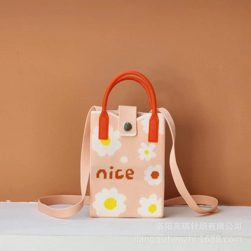 Women's Polyester Cartoon Cute Square Hidden Buckle Shoulder Bag Handbag Crossbody Bag