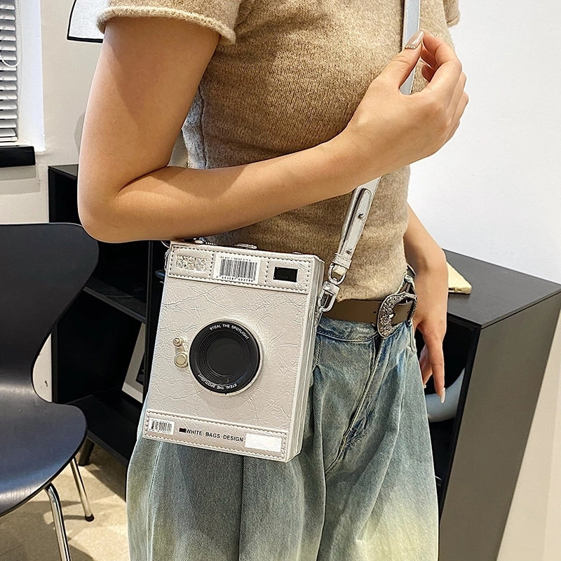 Women's Pu Leather Camera Vacation Streetwear Sewing Thread Square Lock Clasp Shoulder Bag Crossbody Bag