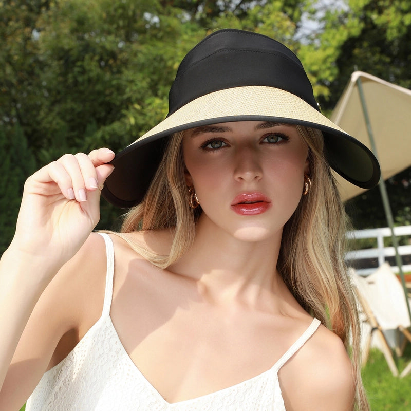 Women's Casual Minimalist Color Block Big Eaves Sun Hat