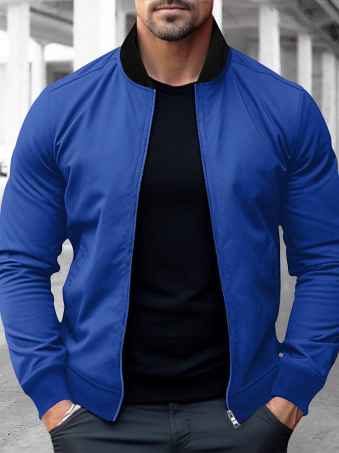 Men's American Casual Single Breasted Bomber Baseball Jacket