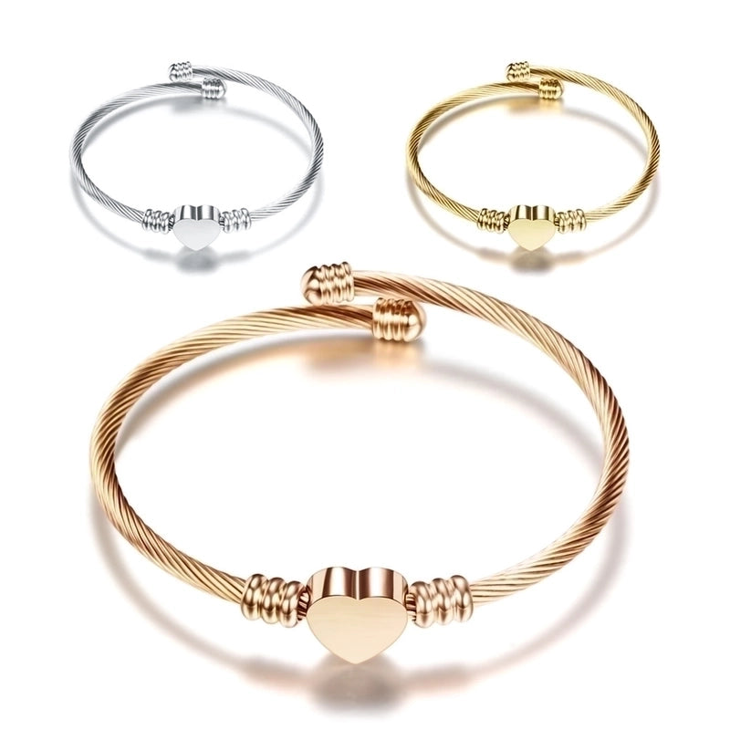 Elegant Heart Shape Titanium Steel Plating Bangle