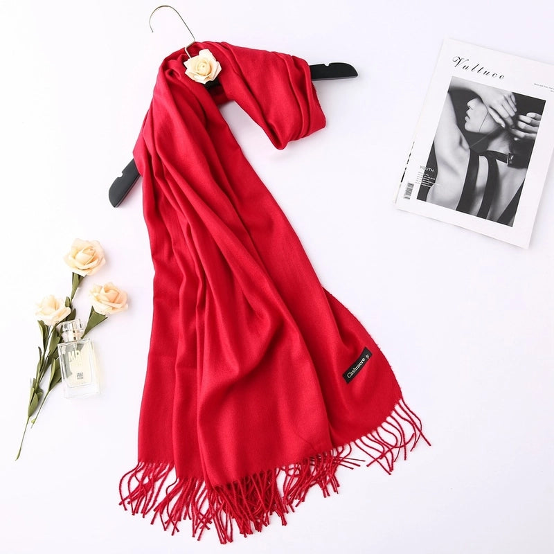 Solid Color 250g Cashmere Wool Scarf Short Thorn Lint Cashmere Warm Men's And Women's Autumn And Winter Shawls