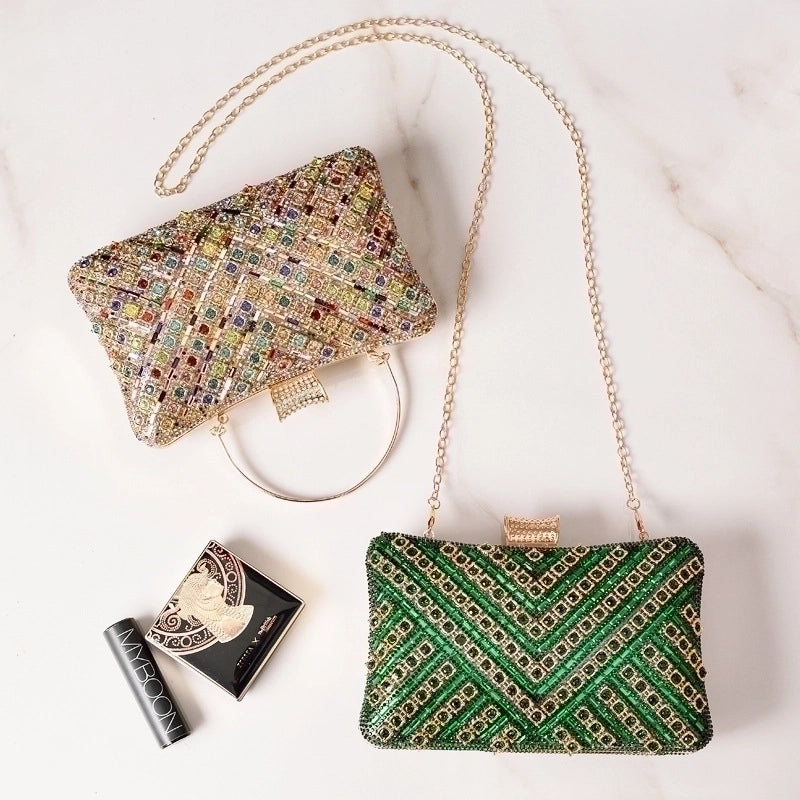 Women's Nylon Stripe Elegant Sexy Square Lock Clasp Evening Bag