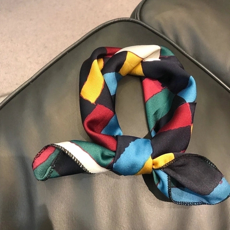 Women's Minimalist Color Block Polyester Silk Scarf