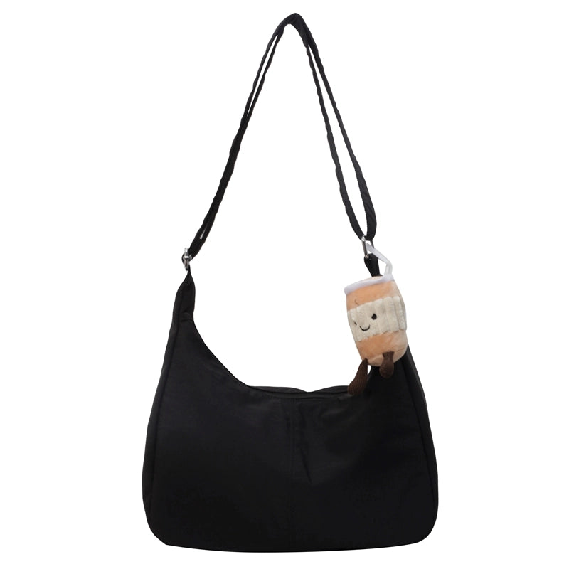 Women's Medium Pu Leather Solid Color Basic Classic Style Dumpling Shape Zipper Crossbody Bag