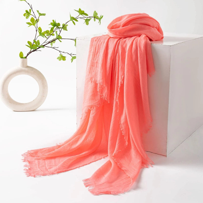 Women's Minimalist Solid Color Polyester Silk Scarf