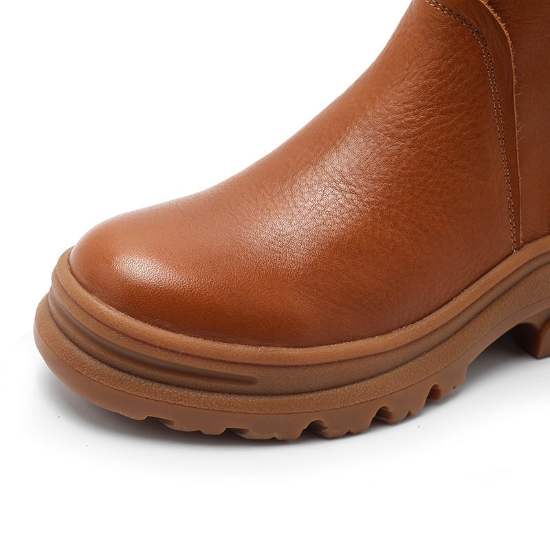 Leather Short Boots Snow Boots Have Fleece Lined for Cold Winter in Black/Brown/Coffee