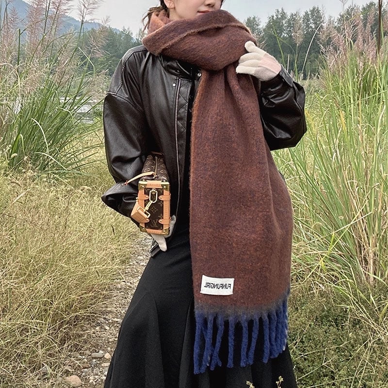 Women's Basic Minimalist Color Block Gradient Color Polyester Scarf