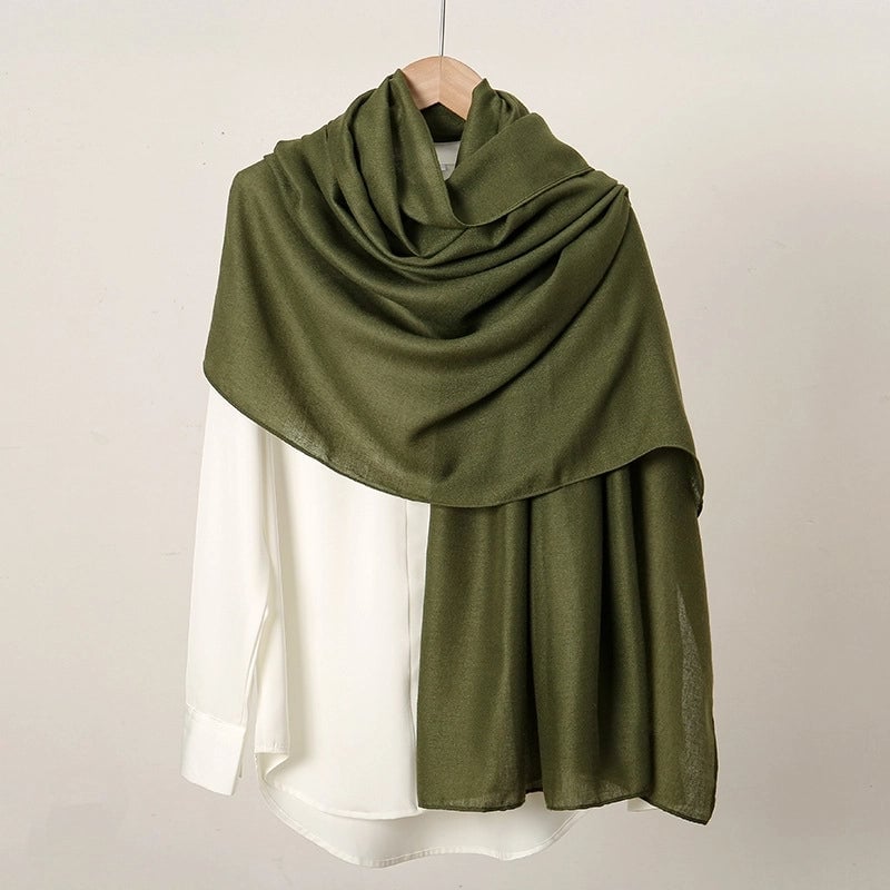 Women's Casual Sweet Solid Color Cotton And Linen Scarf