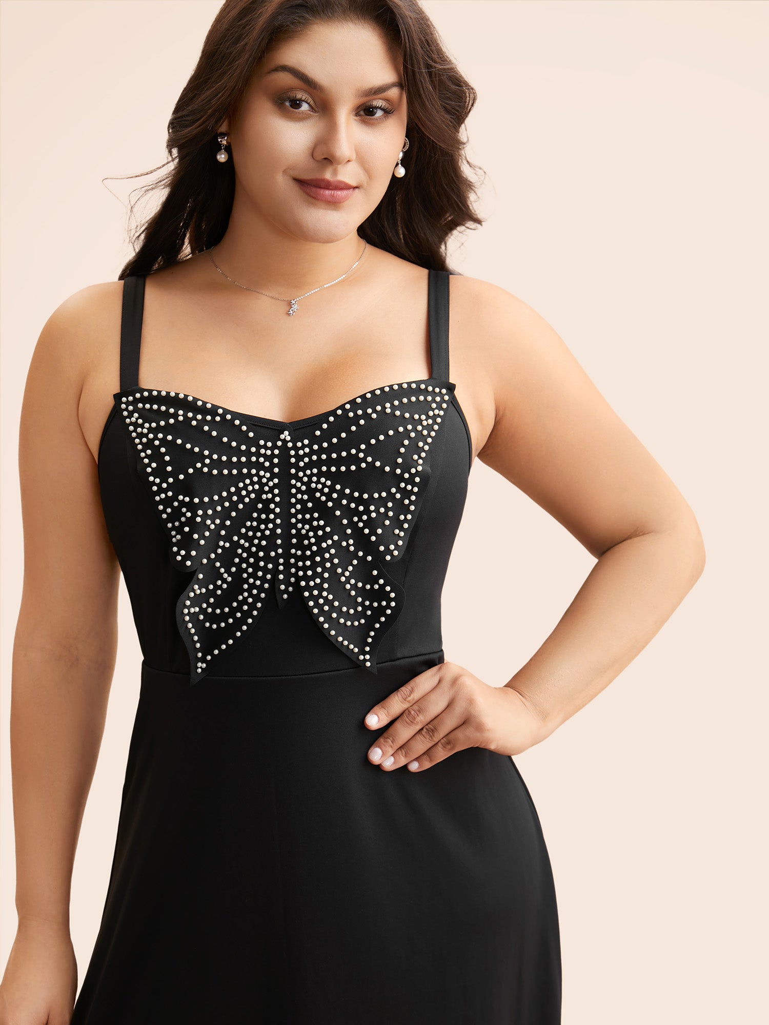 Butterfly Pearl Beaded Cami Dress