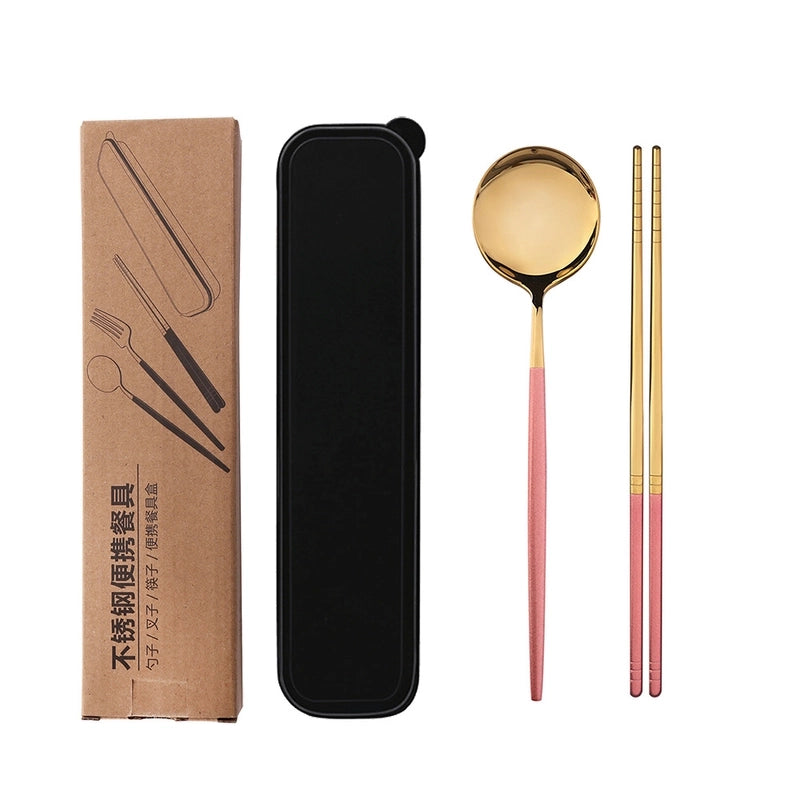 Casual Solid Color Stainless Steel Tableware 1 Set