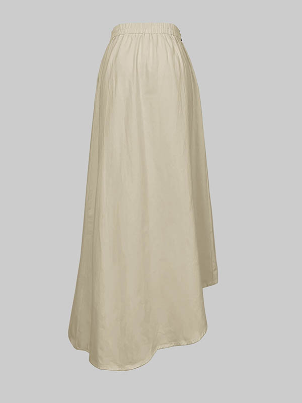 A-Line Loose Asymmetric Elasticity Pockets Split-Joint Skirts Bottoms