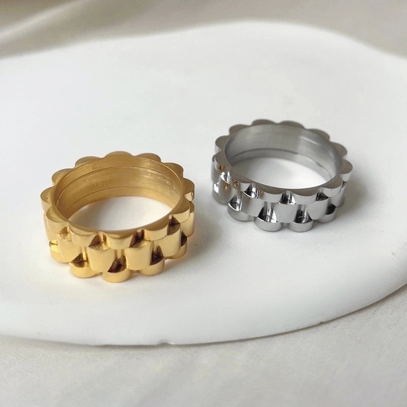 Casual Minimalist Solid Color Titanium Steel Rings In Bulk