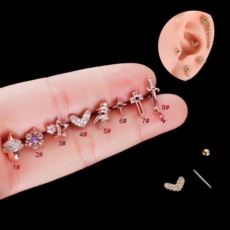 Ear Cartilage Rings & Studs Fashion Geometric 316L Stainless Steel  Copper Plating