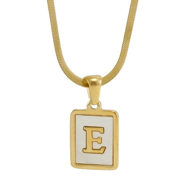 Stainless Steel 18K Gold Plated Casual  Plating Inlay Letter Shell Pendant Necklace
