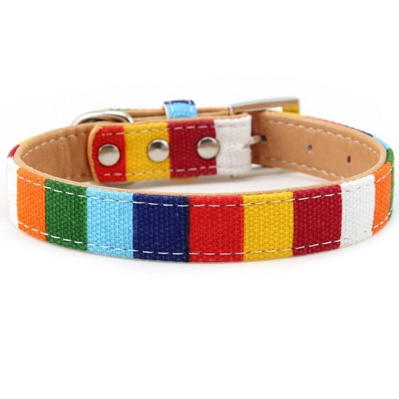 Cute Pu Leather Canvas Color Block Leash