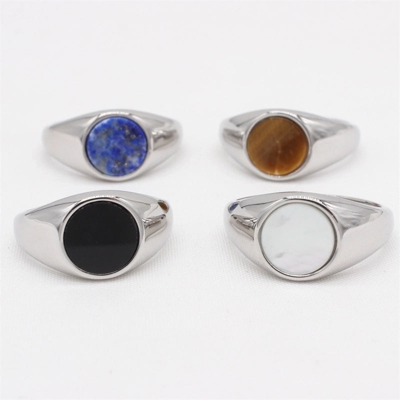 Retro Round Titanium Steel Rings