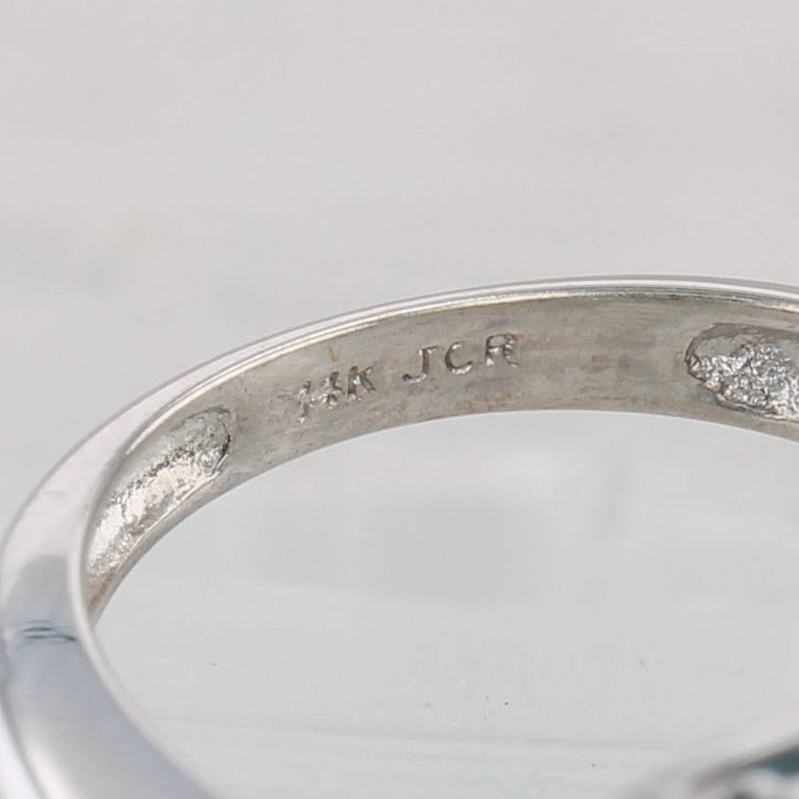 3.60ctw Blue Topaz Diamond Halo Ring 14k White Gold Size 6