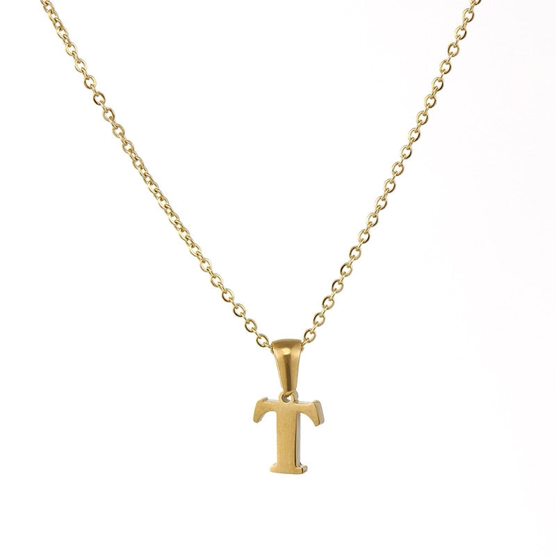 Minimalist Letter Stainless Steel Plating Pendant Necklace