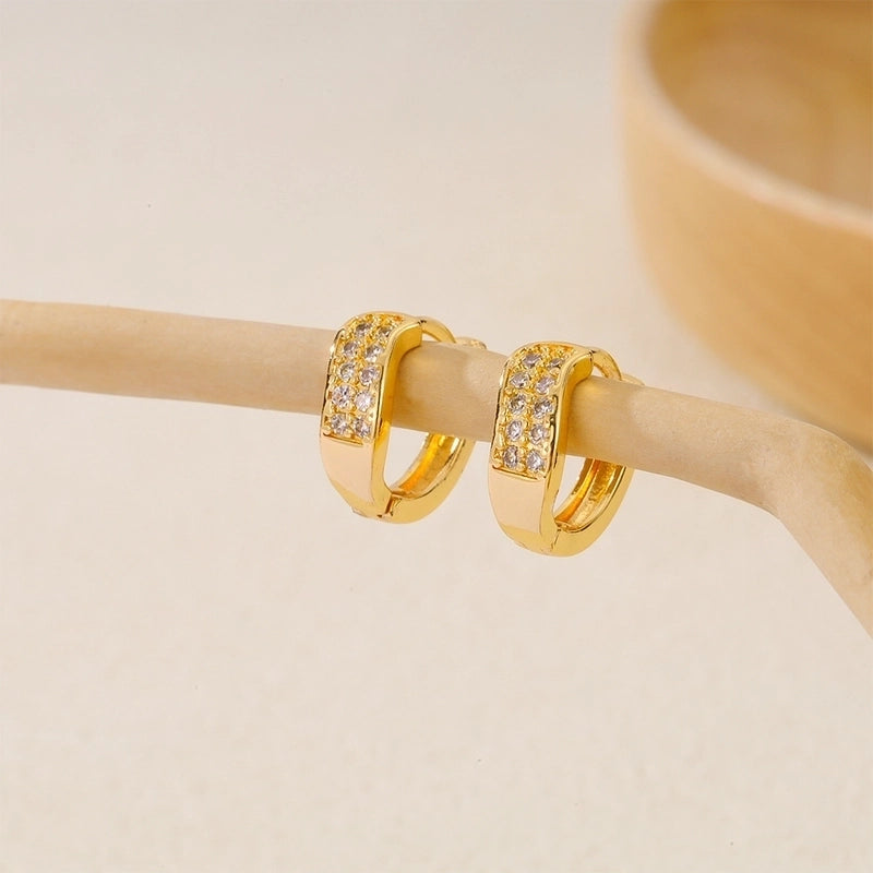 1 Piece IG Style Minimalist Geometric Inlay Copper Zircon Earrings