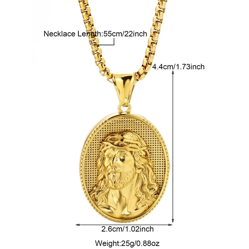 Modern Style Classic Style Portrait Cross Solid Color 304 Stainless Steel 18K Gold Plated Round Pendant Necklace