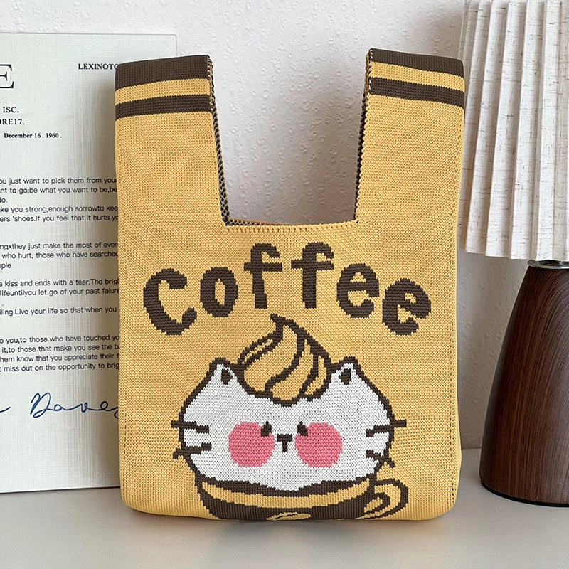 Small Square Bag Women's Handbag Special-Interest Design Knitted Cartoon Hand Gift Knitted Vest Shoulder Messenger Bag