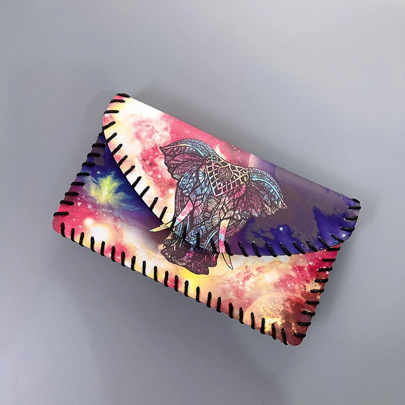 Women's Small Pu Leather Geometric Ethnic Style Square Magnetic Buckle Phone Wallets