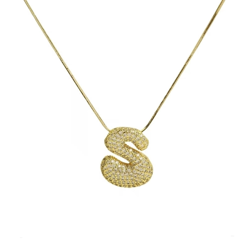 Minimalist Classic Style Letter Copper Plating 18K Gold Plated Pendant Necklace