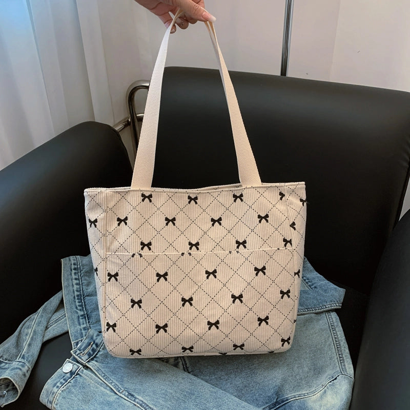 Women's Cloth Strawberry Bow Knot Streetwear Square Zipper Shoulder Bag