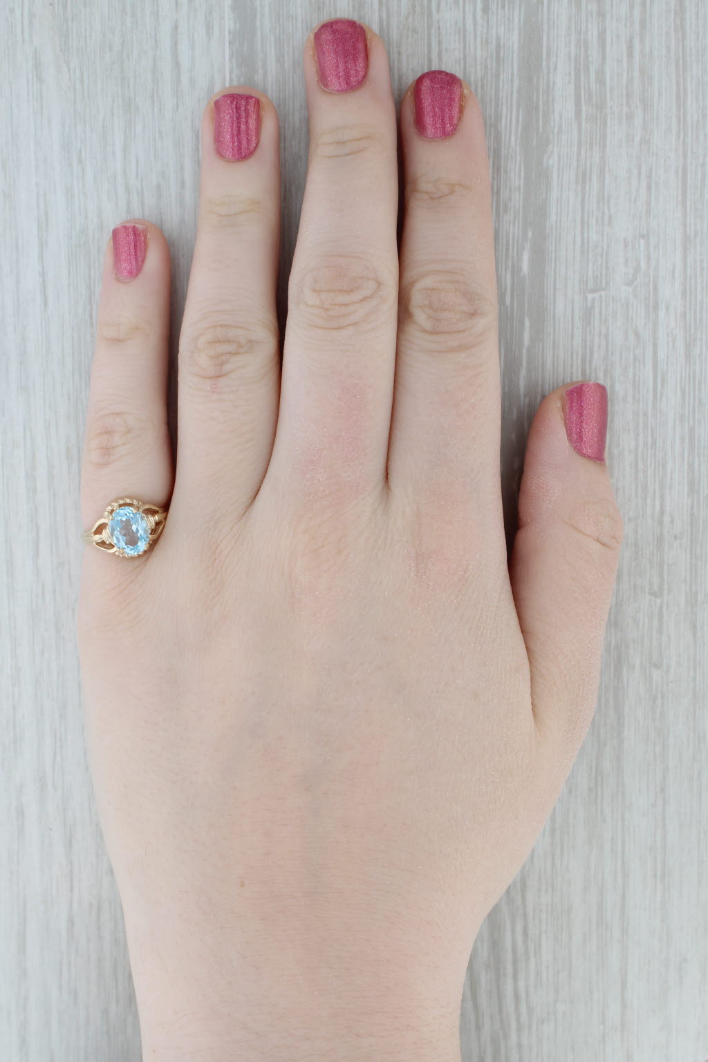 2.15ctw Oval Blue Topaz Solitaire Ring 10k Yellow Gold Size 6.5