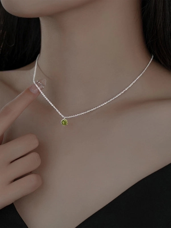 Elegant Solid Color Copper Inlay Rhinestones Pendant Necklace