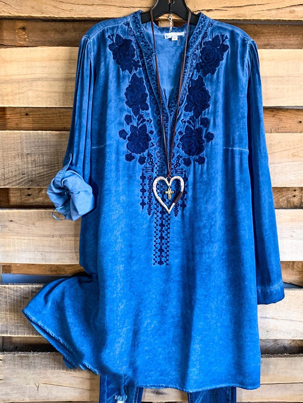 V Neck Casual Long Sleeve Floral Pattern Blouse