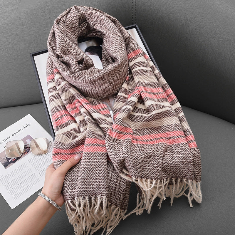 Women's Casual Classic Style Stripe Polyester Scarf