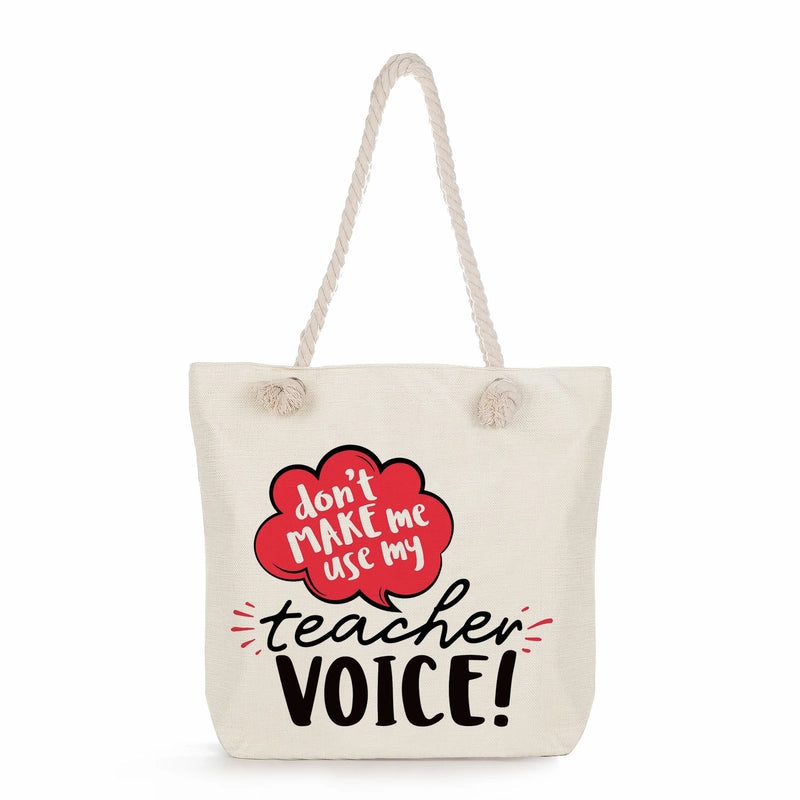Women's Cotton And Linen Letter Classic Style Square Zipper Tote Bag