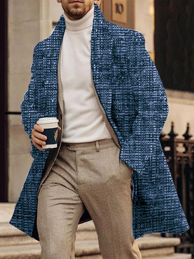 Men's Fashion Printed Casual Woolen Coat