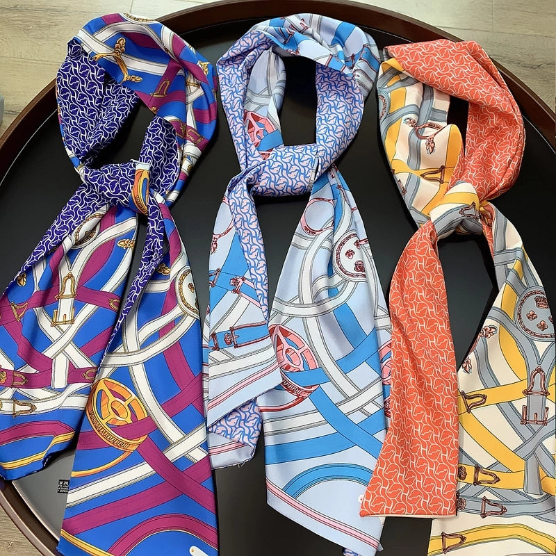 New Style Belt Lock Double-layer Printed Silk Scarf Twill Silk Scarf