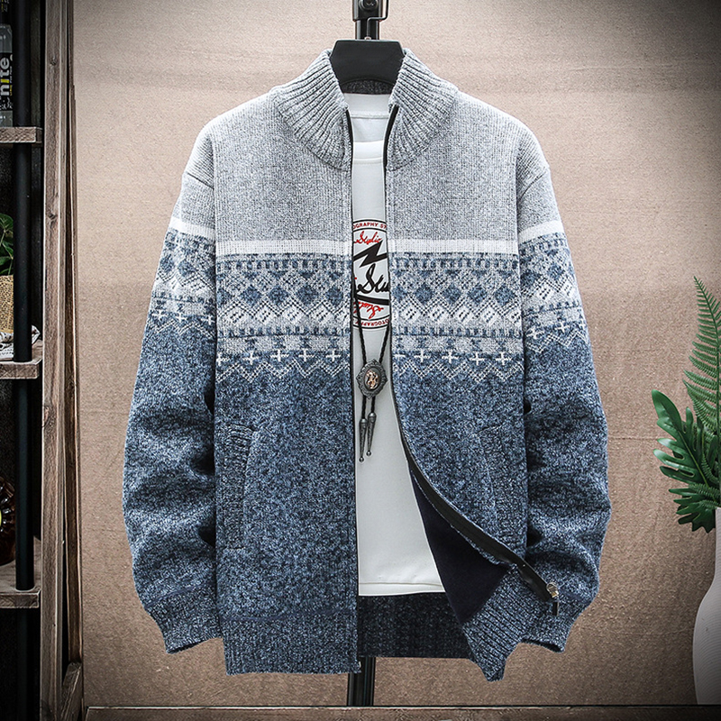 Men's Vintage Knitted Pattern Cardigan Sweater