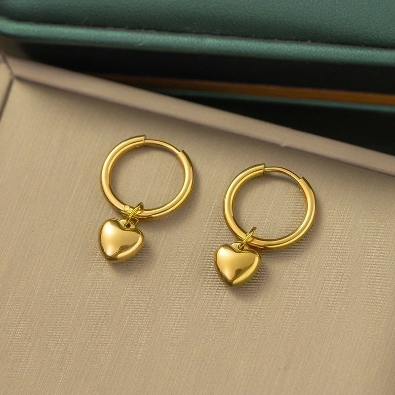 Casual Minimalist Heart Shape Titanium Steel Plating Inlay Pearl Shell Bracelets Earrings Necklace