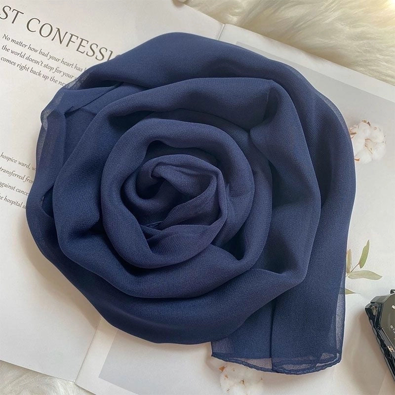 Women's Basic Lady Solid Color Georgette Silk Scarf