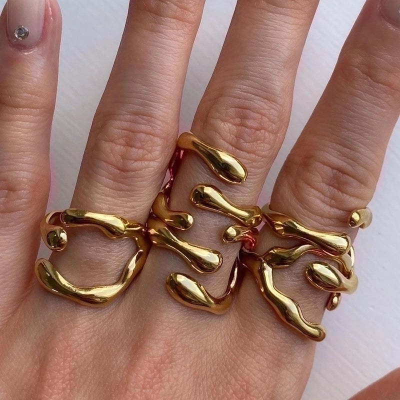 Fashion Geometric 304 Stainless Steel Plating Open Ring