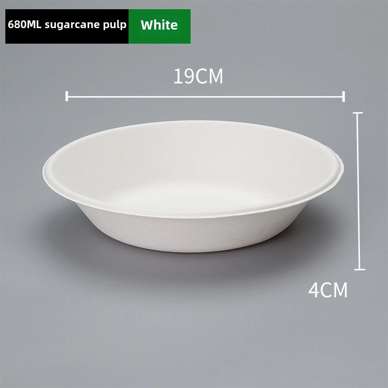 Disposable Paper Bowl Tableware Set Paper Bowl Commercial Household Bowl Degradable Whole Box Disposable Round Bowl