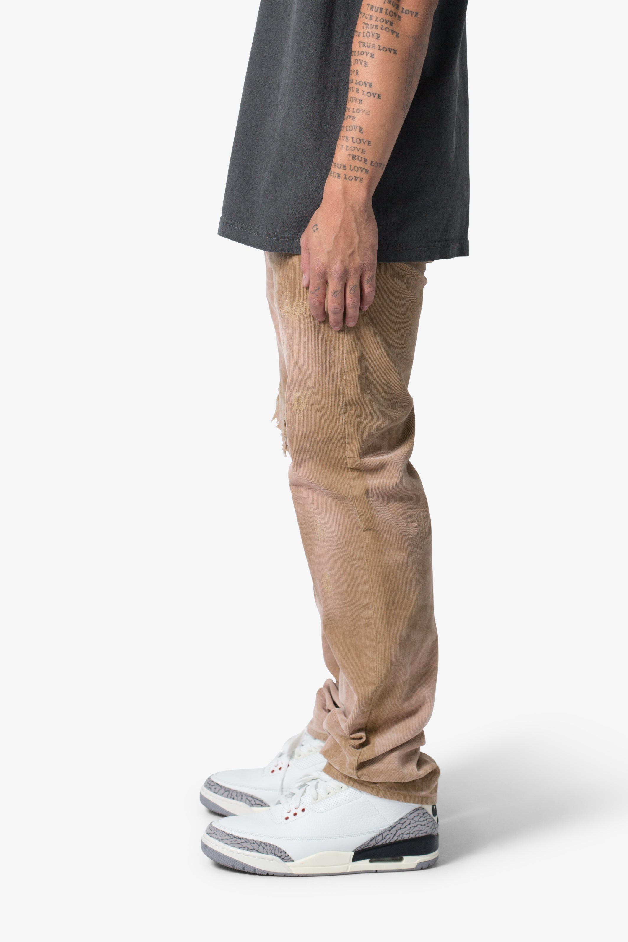 V648 Repaired Corduroy Pants - Tan