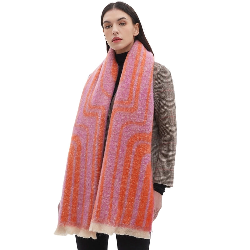 Women's Casual Minimalist Stripe Polyester Scarf